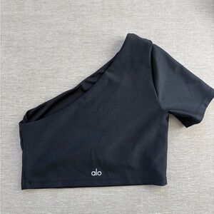 Alo Black One-Shoulder Top